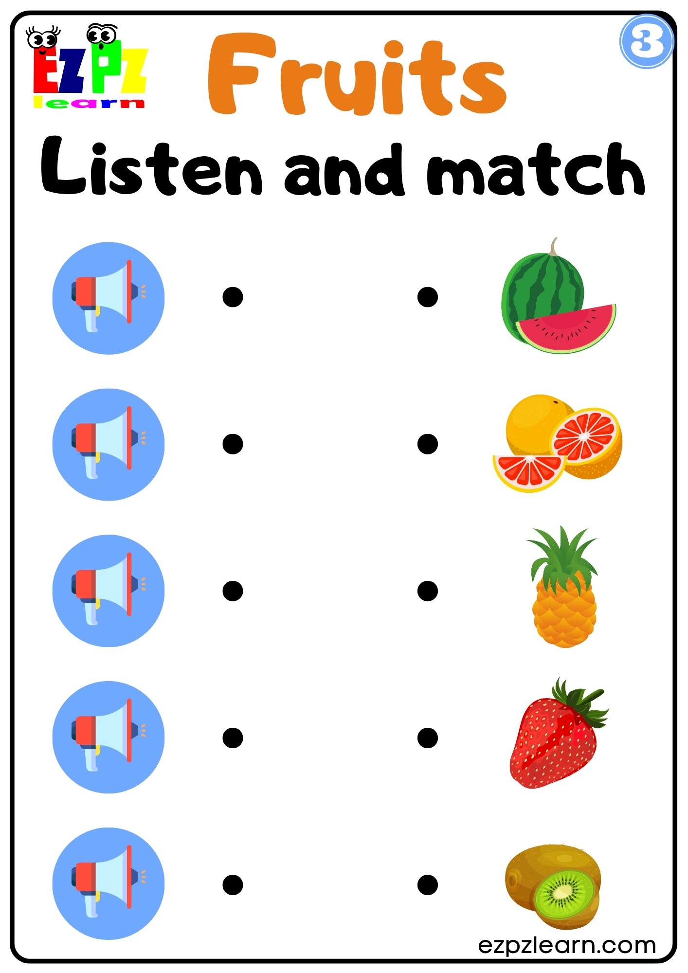 Interactive Fruits Worksheet Listen And Match The Correct Images